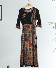 RE - Graceful Black rayon print stitched kurti