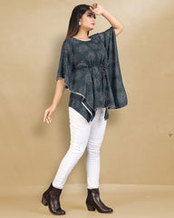 Bandhani Print grey cotton Kaftan dress