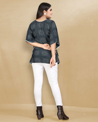 Bandhani Print grey cotton Kaftan dress