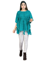 Bandhani Print Firozi cotton Kaftan dress