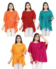 Combo of 5 Bandhani cotton Kaftan dress