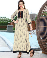 RE - Delightful Off white rayon print stitched kurti