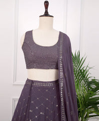 Dusty Purple Georgette Lehenga Choli with Sequins Detailing