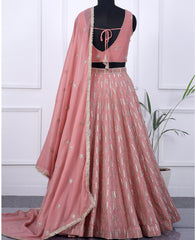 Baby Pink Semi-Stitched Lehenga Choli Featuring Sequin Embroidery