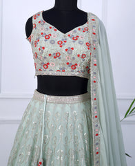 Elegant Light Green Semi-Stitched Lehenga Choli Featuring Sequin Embroidery