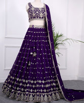 Royal Blue Georgette Lehenga Choli with Sparkling Sequins Work