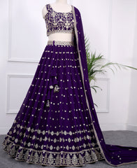 Royal Blue Georgette Lehenga Choli with Sparkling Sequins Work