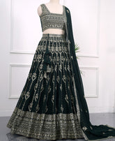 Designer Dark Green Lehenga Choli with Sequins Work
