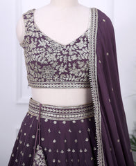 Purple Taupe Georgette Lehenga Choli with Sparkling Sequins Work
