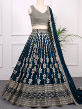 Bottle Green Georgette Lehenga Choli Featuring Zari & Sequins Detailing