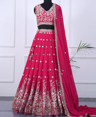 Rani Georgette Semi-Stitched Lehenga Choli Featuring Sequin Work
