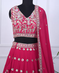 Rani Georgette Semi-Stitched Lehenga Choli Featuring Sequin Work