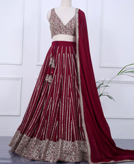 Maroon Georgette Lehenga Choli with Sequin Work
