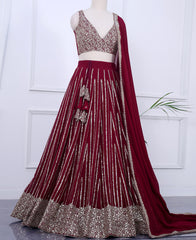 Maroon Georgette Lehenga Choli with Sequin Work