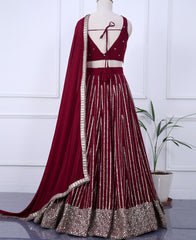 Maroon Georgette Lehenga Choli with Sequin Work