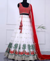 White Sequin and Thread-Work Embellished Lehenga Choli