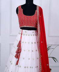 White Sequin and Thread-Work Embellished Lehenga Choli