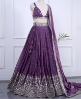 Dusky Purple Semi-Stitched Lehenga Choli Featuring Sequin Work