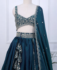 Bottle Green Designer Lehenga Choli Featuring Sequin Embroidery