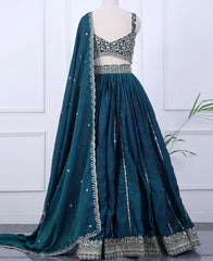 Bottle Green Designer Lehenga Choli Featuring Sequin Embroidery