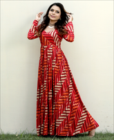 Multi Color Rayon Printed Long Kurti