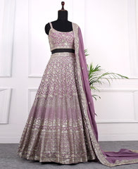 Lavender Georgette Lehenga Choli with Sequins and Zari Work