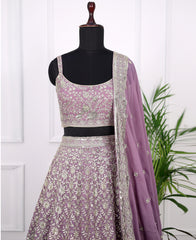 Lavender Georgette Lehenga Choli with Sequins and Zari Work