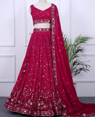 Mulberry Lehenga Choli with Sequins & Multi-Thread Embroidery for Celebrations