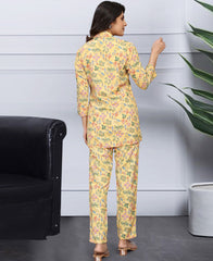Lovely Yellow Color Floral Printed Co-Ord Set
