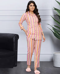 Glamorous Multicolor Striped Printed Co-Ord Set