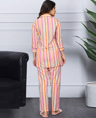 Glamorous Multicolor Striped Printed Co-Ord Set
