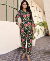 Beautiful Dark Green Color Floral Printed Co-Ord Set