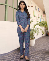 Pretty Blue Color Polka Dots Printed Co-Ord Set