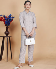 Awesome Light Brown Color Polka Dots Printed Co-Ord Set