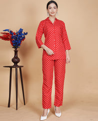 Ravishing Red Color Polka Dots Printed Co-Ord Set