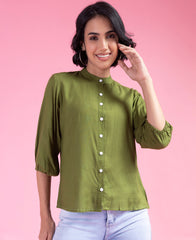 Awesome Green Color Plain Shirt