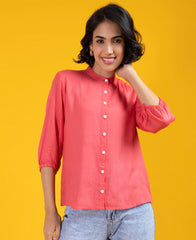 Charming Peach Pink Color Plain Shirt