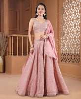 Baby Pink Color Sequins Embroidery Work Semi-Stiched Lehenga Choli