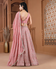 Baby Pink Color Sequins Embroidery Work Semi-Stiched Lehenga Choli