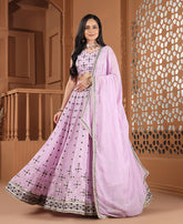 Oyster Pink Georgette Sequins Work Lehenga Choli