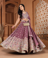 Dusky Rose Georgette Sequins Work Semi-stiched Lehenga Choli