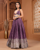 Dusky Purple Sequins Work Semi-stiched Lehenga Choli