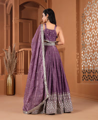 Dusky Purple Sequins Work Semi-stiched Lehenga Choli