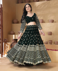 Green Color 9mm Sequins Embroidered Lehenga Choli