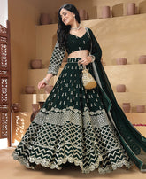 Green Color 9mm Sequins Embroidered Lehenga Choli