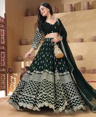 Green Color 9mm Sequins Embroidered Lehenga Choli