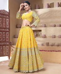 Yellow Color 9mm Sequins Embroidered Lehenga Choli