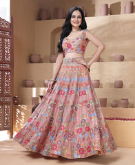 Multi Color Sequins and Thread work Lehenga Choli