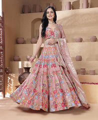 Multi Color Sequins and Thread work Lehenga Choli