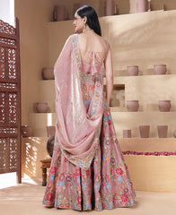 Multi Color Sequins and Thread work Lehenga Choli